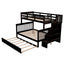 AECOJOY Twin-Over-Full Bunk Bed with Twin size Trundle, Storage and Guard Rail for Bedroom, Espresso