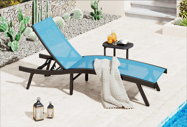 AECOJOY Outdoor Chaise Lounge, All Weather Pool Lounge Chairs Ergonomic Design (Blue, 2 PCs)
