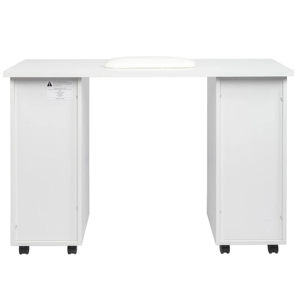Sesslife White Computer Desk, Writing Desk with Lockable Wheels???modern Wood Study Desk with 4 Drawers for Home Office Workstation