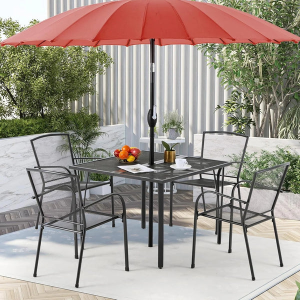 AECOJOY 39.4" Outdoor Patio Dining Table for 4, Metal Patio Table with 1.6" Umbrella Hole