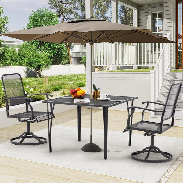 AECOJOY 39.4" Outdoor Patio Dining Table for 4, Metal Patio Table with 1.6" Umbrella Hole