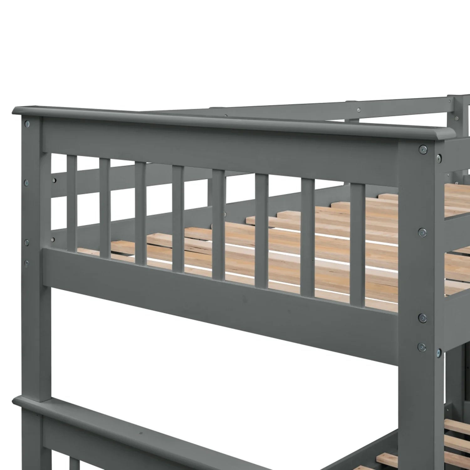AECOJOY Twin-Over-Full Bunk Bed with Twin size Trundle, Storage and Guard Rail for Bedroom, Espresso