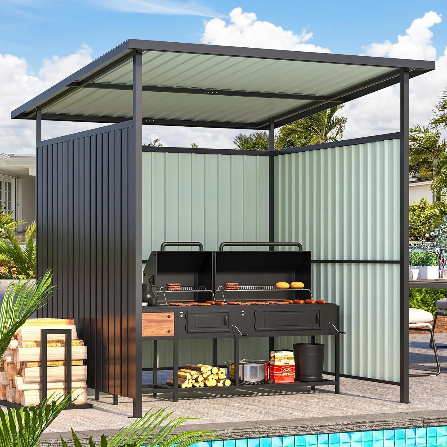 AECOJOY 6' x 6' Gazebo Outdoor Pergola for Patio, Small Lean to Hardtop Grill Gazebo Secondary image