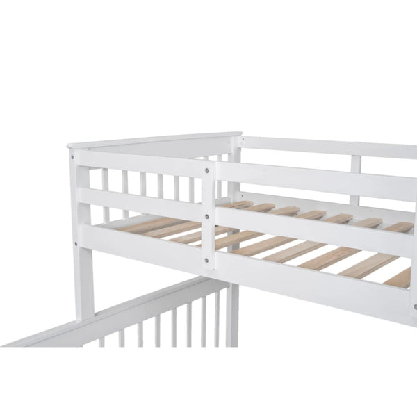 AECOJOY Twin-Over-Full Bunk Bed with Twin size Trundle, Storage and Guard Rail for Bedroom, Espresso