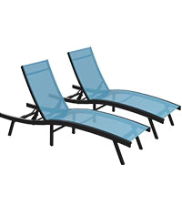 AECOJOY Outdoor Chaise Lounge, All Weather Pool Lounge Chairs Ergonomic Design (Blue, 2 PCs)