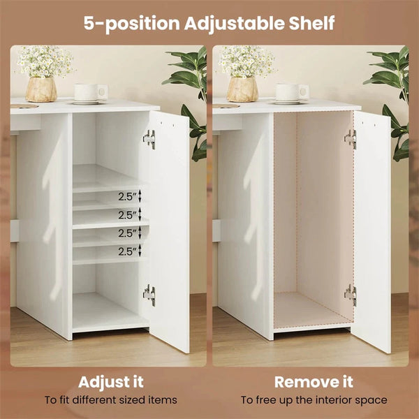 53" Computer Desk with 4 Storage Drawers & Cabinet, Home Office Desk w/ Charging Station, Adjustable Shelf & Cable Management for Study, Makeup