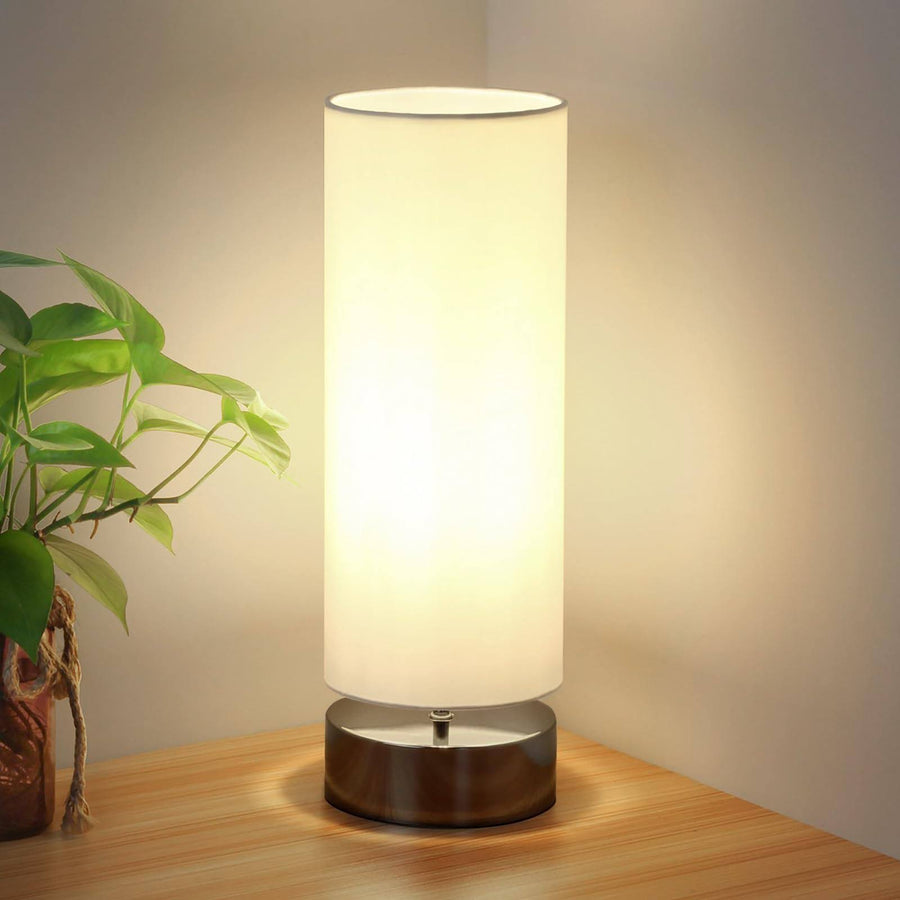 Seaside Village Touch Control Table Lamp Bedside Minimalist Desk Lamp Modern Accent Lamp Dimmable Touch Light with Cylinder Lamp
